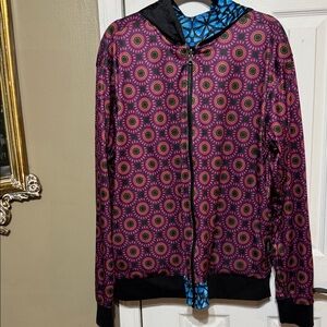 Reversible Colorful Patterned Pockets Hooded Jacket